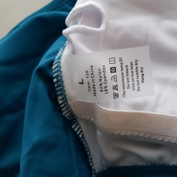 SouqFone Ruffled Flounce Top High Waisted Bikini Set in Blue Green Leaf Size L - Picture 11 of 16